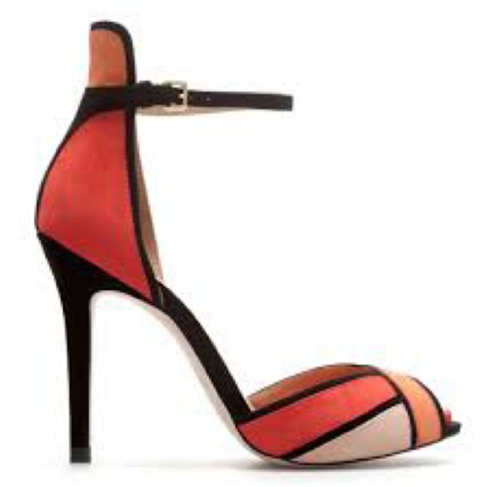 Zara Black and Coral Strappy Heels